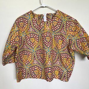 Pixel multicoloured psychedelic pattern crop top
